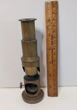 Antique Miniature 6 Microscope Drum Type Old Brass Single Len