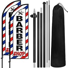 2 Set Barber Flag 7 Ft Barbershop Themed Swooper Flag With Pole Kit Open Feather