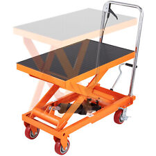 Vevor Hydraulic Lift Table Cart 1100lb Manual Single Scissor Lift Platform 35.4