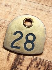 Old Antique Brass Cattle Tag Number Farm Cow Steer Double Sided Marker 28