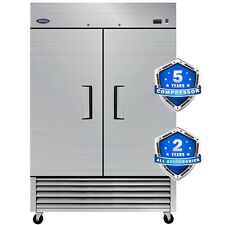 Commercial Reach-in Freezer Double Solid Door Stainless Steel 47 Cu.ft. Pro.