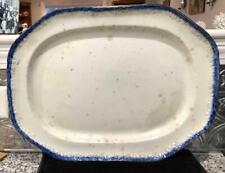 Huge Antique Leeds Type Blue Feather Edge Pearlware 18 Platter Clews