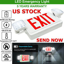 Led Double Head Lamp Universal Exit Sign Combo Unit With Nicad Battery