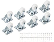 Set Of 8 White Low Profile Casters 1 Inch Wheels No Noise Furniture 22lb Swivel