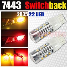 7443 Led Dual Color Switchback Redamber Front Turn Signal Parking Light Bulbs