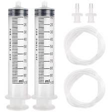 2pcs 100ml Large Plastic Syringe With 2pcs 47in Handy Plastic Tubing And Luer