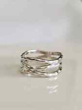 Hammered Ring Solid Sterling Silver Women Ring 925 Stamped Thumb Band