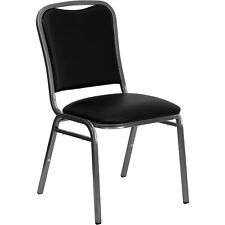 Flash Furniture Angled Back Vinyl Banquet Chair Black W Silver Vein Frame