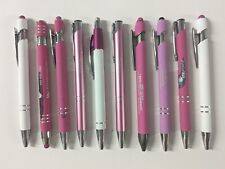 10ct Mixed Lot Misprint Metal Retractable Click Pens Pink White Assortment