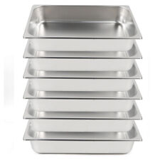 6pcs Full Size Stainless Steel Steam Prep Table Hotel Buffet Food Pan 4inch Deep