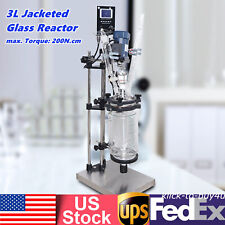3l Digital Jacketed Chemical Glass Reactor 2 Layers Lab Reaction Vessel 680rmin