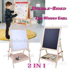 Wooden Kids Easel Chalkboard Whiteboard Painting Paper Stand Art Supplies