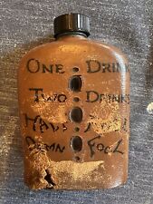Vintage Leather Glass Novelty Flask-brown Liquor Bottle Souvenir Coney Island
