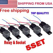 5 Pack 12v 3040 Amp 5-pin Spst Automotive Relay With Wires Harness Socket Set