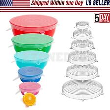 Silicone Stretch Reusable Bowl Food Storage Wraps Cover Seal Fresh Lids 6 Pack