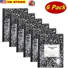 6 Pack Note Books Composition Wide Ruled Book 100 Sheet 200 Pages Back To School