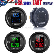 12-24v Dual Voltage Round Led Panel Digital Car Voltmeter Ammeter Waterproof Usa
