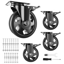 4 Inch Caster Wheels Casters Set Of 4 Heavy Duty Casters With Brake 2200 Lb...