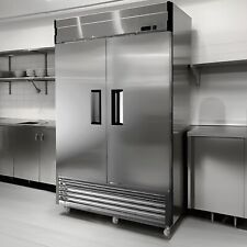 Commercial Freezer 2 Solid Door Stainless Steel Reach-in Upright Restaurant 54w