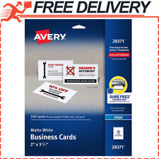 Avery Ink-jet Printer White Business Cards Matte White 2x3.5 10 Ct