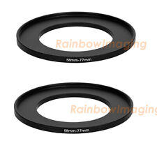 2 Pcs 58-77mm 58 Mm To 77 Mm Metal Step Up Lens Filter Ring Adapter Us Seller