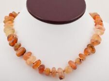 20 Medium Light Free Form Genuine Orange Carnelian Beaded Copper Necklace