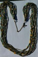 Kenneth Cole Ny Long Seed Bead Multi Color Blue Yellow Strand Beaded Necklace