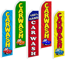 Car Wash Advertising Flutter Feather Flag Swooper Sign Banner 100 Hand Car Wash