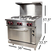 36 W Commercial 6 Burner Electric Oven Range Stainless Steel