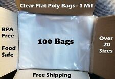 100 - Clear Plastic Bags Open Top Lay Flat 1 Mil Large Small 1mil Poly Bolsas