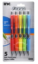 Inc. Forma Retractable Ball Point Pens 1.0 Mm Pack Of 5 Asst. Color Black Ink