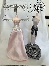 Set Of 2 Dress Form Pink Black Jewelry Stands Hanging Organizer For Necklaces