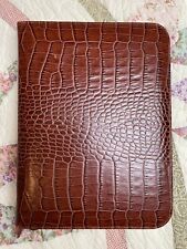 Day-timer Brown Leather Croc Embossed With 4 Inserts Zip Around Ring Binder Usa