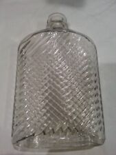 Clear Vintage Glass Hip Flask With Diagonal Lines Pattern