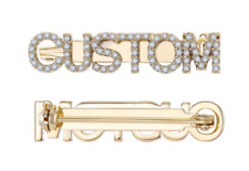 Custom Name Pin Brooch Crystal Zirconia Unisex Personalized Silver Gold Jewelry