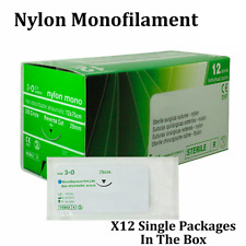 Nylon Monofilament Sterile Sutures 30 20mm 38 Circle Reverse 12 Pcs L 75cm