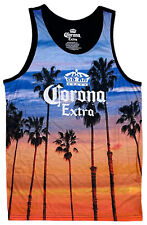 Corona Extra Beer Cerveza Mens Sunset Graphic Sleeveless Tank Top Tee T-shirt
