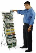 20 Pocket Freestanding Magazine News Rack Office Display Organizer Stand Folding
