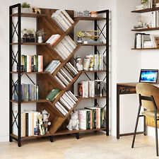 71 Tall Rustic Brown Tree Bookcase Etagere Bookshelf Open Storage Display Rack