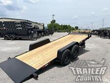 New 2024 7 X 20 14k Flatbed Wood Deck Power Tilt Equipment Car Hauler Trailer
