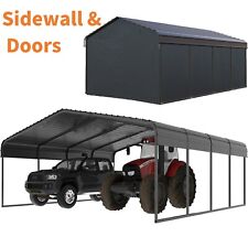 10x15 12x2025outdoor Carport Metal Car Shelter Gazebo Garage Wsidewall Door