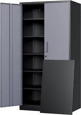 Metal Storage Cabinet With 2 Doors 5 Shelves72 Garage Storage Cabinet With Lock