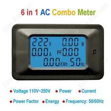 Ac Combo Multi Meter 6in1 250v50a Volt Amp Power Factor Energy Kwh Frequency Ct