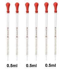 6pk 0.5ml Glass Graduated Dropper Pipettes Lab Dropper With Red Rubber Capscale