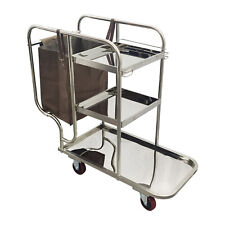Janitorial Trolley Cleaning Cart With Cloth Bag Housekeeping Cart 3 Layers