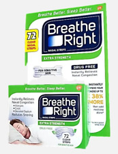 72 Breathe Right Nasal Strips Extra Strength Clear For Snoring Exp-1227