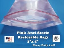 3 X 5 Anti Static Pink 4 Mil Zip Seal Heavy-duty Reclosable Top Lock Bags 4mil