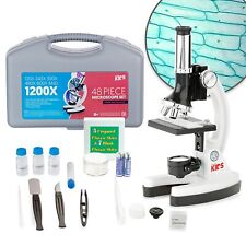 Amscope 48pc Starter 120x-1200x Compound Microscope Science Kit For Kids White
