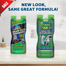 Green Gobbler Drain Clog Remover Dissolve Liquid Hair Grease Toilets Sinks