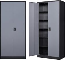 Metal Storage Cabinet With Adjustable Shelves And Locking Doors For Home Garage